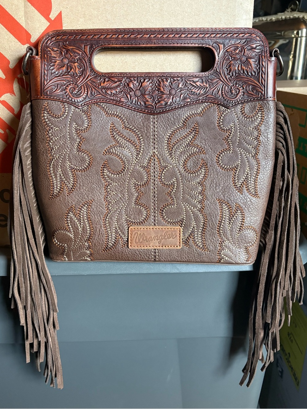 Wrangler Leather Fringe Crossbody Bag NWT